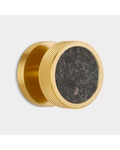 Brass & Black Terrazzo Knurled Mortice Door Knob in Gold