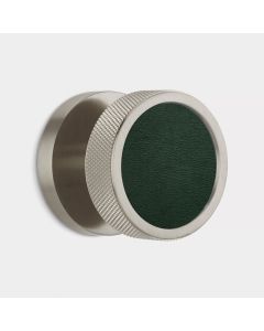 Brass & Green Leather Knurled Mortice Door Knob in Silver