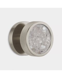 Brass & Grey Terrazzo Knurled Mortice Door Knob in Silver