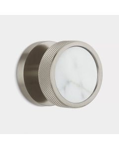 Brass & White Terrazzo Knurled Mortice Door Knob in Silver