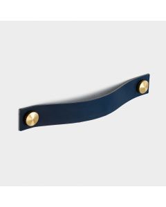 Leather Cabinet Pulls with Studs in Blue - 160mm
