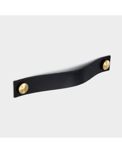 Leather Cabinet Pulls with Studs in Black - 160mm