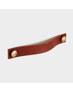 Leather Cabinet Pulls with Studs in Brown - 160mm