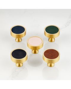 Leather & Brass Round Door Knobs