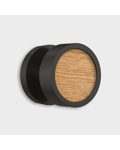 Brass & Oak Wood Mortice Door Knob in Black
