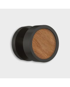 Brass & Walnut Wood Insert Mortice Door Knob in Black