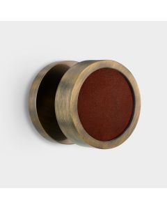 Brass & Brown Leather Mortice Door Knob in Antique Gold 
