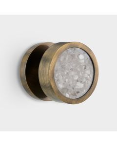 Brass & Grey Terrazzo Mortice Door Knob in Antique Gold