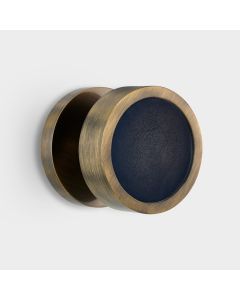 Brass & Blue Leather Mortice Door Knob in Antique Gold