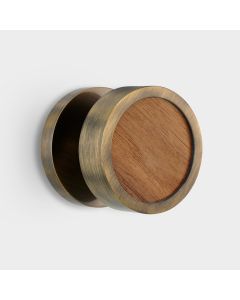 Brass & Walnut Wood Mortice Door Knob in Antique Gold