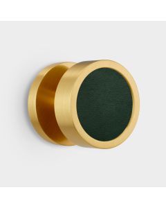 Brass & Green Leather Mortice Door Knob in Gold