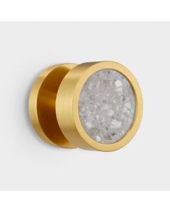 Brass & Grey Terrazzo Mortice Door Knob in Gold