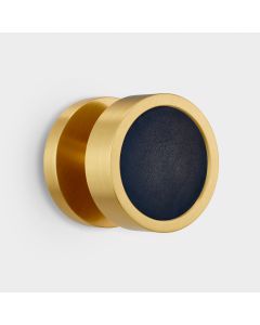 Brass & Blue Leather Mortice Door Knob in Gold