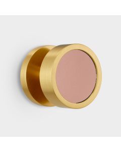 Brass & Pink Leather Mortice Door Knob in Gold
