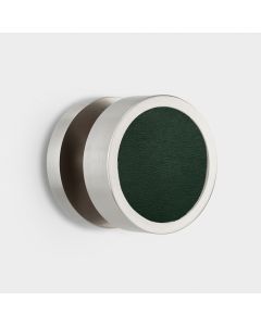 Solid Brass Mortice Door Knobs in Silver | Green Leather Insert
