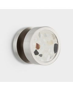 Brass & White Fleck Terrazzo Mortice Door Knob in Silver