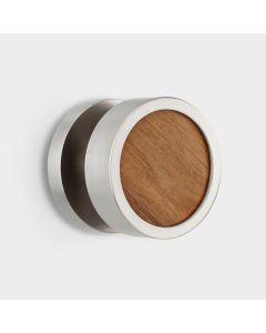 Brass & Walnut Wood Mortice Door Knob in Silver