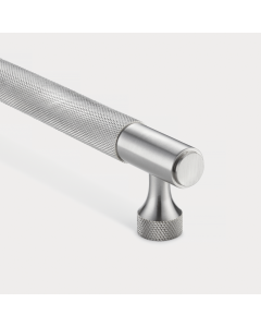 Brass Knurled Cabinet Handles in Silver - 128mm