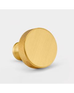 Solid Brass Round Door Knobs in Gold - Knurled