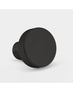 Brass Knurled Round Door Knobs in Black