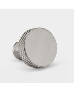 Solid Brass Round Door Knobs in Silver - Knurled