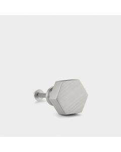 Small Solid Brass Hexagonal Door Knob - Silver