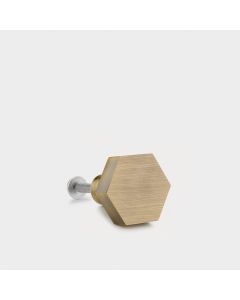 Small Solid Brass Hexagonal Door Knobs - Antique Gold