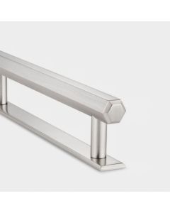 Brass Hexagonal Cabinet Handles With Backplate in Silver - 632mm