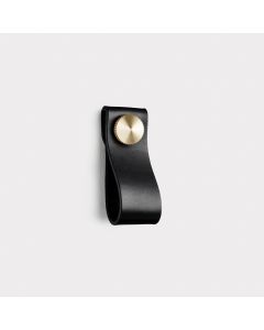 Leather Cabinet Pulls with Studs in Black - Small