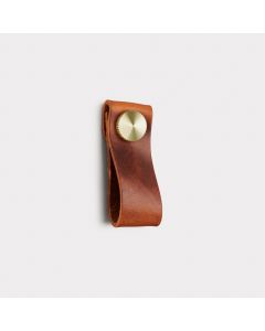 Leather Cabinet Pulls with Gold Studs in Brown - Small