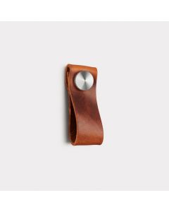 Leather Cabinet Pulls with  Stud in Brown - Small