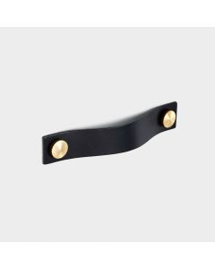 Leather Cabinet Pulls with Studs in Black - 120mm
