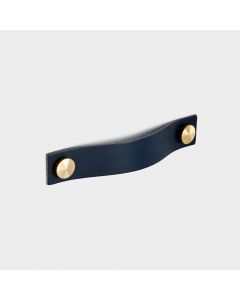 Leather Cabinet Pulls with Studs in Blue - 120mm
