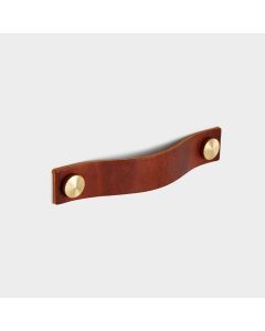 Leather Cabinet Pulls with Studs in Brown - 120mm