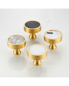Round Terrazzo Door Knobs in Gold